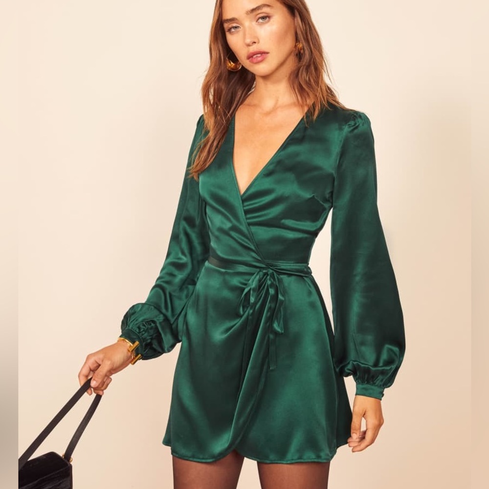 Reformation Starlight Dress in Emerald Green